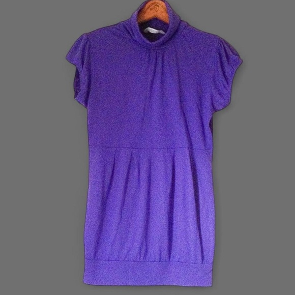 Derek Heart Tops - Derek Heart Purple Short Sleeve Turtle Neck Tunic